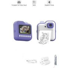 Shopwave Dijital Fotoğraf Makineleri Çocuk Termal Resim Kağıt Baskılı Yazıcı Kamera Video Makinesi CMR15 Mor