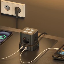 Matechno 4lü Akım Korumalı Priz Gece Lambalı 2xusb 2xtype-C Çıkış Yüksek Gerilim Koruma Çoklu Priz Çoğaltıcı