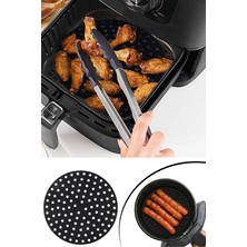 Tonkut Airfryer Yuvarlak Pişirme Matı 20 cm Siyah Silikon Delikli Isıya Dayanıklı Fritöz ve Fırın Matı