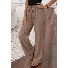 Hyem Yüksek Bek Süs Bagçıklı Yandan Dantel Detaylı Uzun Pantolon