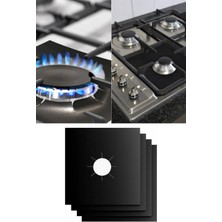 Tonkut Ocak Koruyucu Folyo Yanmaz Yapışmaz 4'lü Siyah Set Yıkanabilir Ankastre Ocak Üstü Koruma Matı