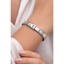 Nikaa Shop Kişiye Özel Ç Harfli Çelik Bileklik - Paslanmaz Çelik Italyan Model Harfli Bilezik