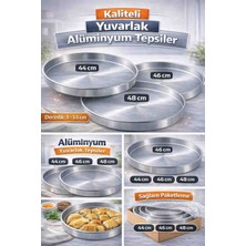 Ness Global 3'lü Alüminyum Yuvarlak Tepsi Seti – Farklı Boy Seçenekleri – Fırın Tepsisi Börek Baklava Pizza Için – Derinlik 3-3.5 cm 3 Lü Büyük Boy Set