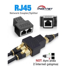 Derwell 1000 Mbps Destekli RJ45 Internet Çoklayıcı Dağıtıcı 2’li Splitter Gigabit 1 Giriş 2 Çıkış (2 Port Aynı Anda Çalışmaz) Cat5/6/7/8 8P8C Utp Jak Kablo Uyumlu