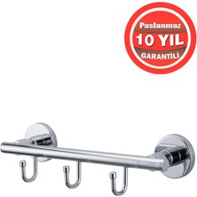 Banyom Home Paslanmaz Pirinç 3’lü Flora Banyo Set Askılık – Havlu ve Bornoz Askısı