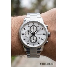 Ferrucci Gümüş Renk Erkek Kol Saati | 43 mm Çelik Kasa, Gümüş Çelik Kordon, Gümüş Kadran
