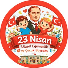 Renkli Dükkan 23 Nisan Ulusal Egemenlik ve Çocuk Bayramı Sticker – Atatürk ve Meclis Temalı 50 Adet