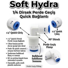 SoftHydra 1/4" Quick Perde Geçiş L Dirsek - Su Arıtma Cihazı Kasa ve Duvar Sabitleme Geçiş Fittingi - 90 Derece Köşe Dönüş Sızdırmaz Aparat - (1-5-10-50-100 Adet Paket Seçenekli)