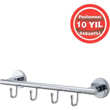 Banyom Home Paslanmaz Pirinç 4’lü Flora Banyo Set Askılık – Havlu ve Bornoz Askısı
