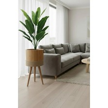 Black Pearl Bambu Saksı Sepeti Ahşap Ayaklı Saksı