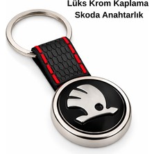 SAVEK Premium Skoda Anahtarlık Krom Kaplama Oto Anahtarlık Metal Gövde Skoda Araba Aksesuar