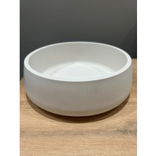 El Yapımı Taş Tozu Yuvarlak Mumluk – Dekoratif Minimal Ev Aksesuarı