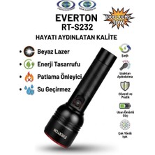 Everton RT-S232 Profesyonel Beyaz Lazer LED El Feneri - 1000 Lümen Şarjlı Su Geçirmez Taktik Fener