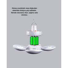 Lims Store Solar Güneş Enerjili ve USB Şarjlı 5 Kanatlı LED Kamp Lambası