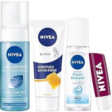 Starseven Kadın Pump Deodorant Fresh 75ML, Canlandırıcı Yüz Temizleme Köpüğü 150ML, Koruyucu Balmumu