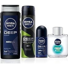 Starseven Men Erkek Çeyiz Bohçası, Duş Jeli 500ML, Tıraş Sonrası Losyon, Sprey Deodorant, Roll-On, Ter Karşıt