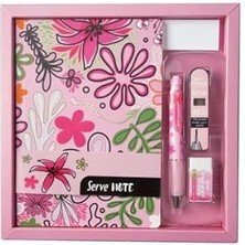 Starseven Serve Defter Seti - Desenli̇ Seker Pembe Özel Kutuda