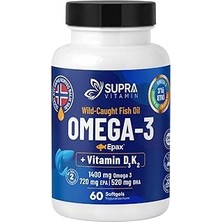 Starseven Supra Epax Omeg-3 Balık Yağı, 2.000 Fish Oil + D3 &amp; K2, 60 Kapsül
