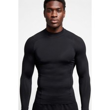 Flex Premium Siyah Uzun Kol Compression Erkek T-Shirt Spor Gym Fitness Boks Kickboks Tişört