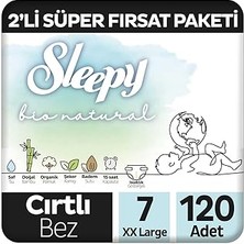 Starseven Sleepy Bio 2'li Fırsat Paketi Bebek Bezi 7 Numara Xxlarge 120 Adet Cırtlı Bez