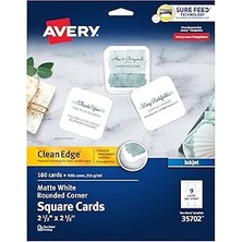 Starseven Avery Clean Edge 35702 Sure Feed Teknolojisine Sahip Yazdırılabilir Kare Kartlar, Yuvarlatılmış Köş