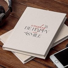 Starseven Hediyesepeti Everyday Happy And Smile Tasarımlı Kanvas Defter - 14 x 20 cm - 200 Sayfa