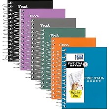 Starseven Five Spiral Defterler, 6'lı Paket, Fat Lil' Cep Defterleri, Kolej Çizgili Kağıt, 3-1