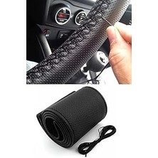 Starseven Toyata ile Uyumlu Corolla Efsane Kasa Dikmeli Direksiyon Kılıfı Noktalı Siyah (38×10CM)