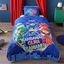 Starseven Pj Masks Lisanslı Karakter Baskılı Dış Kumaş: Pamuk, Iç Dolgu: Silikon Yorgan Seti, Çok Renkli