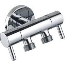 Starseven Çift Çıkışlı Musluk 1/2-1/2 Çıkışlı Aç Kapa (Duş Spirali Hortumu Uyumlu)