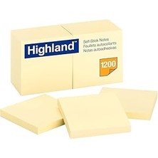 Starseven Highland Self-Stick Poşet, 3 x 3, Sarı, 100 Sheets/pad, 12 Pads/paket