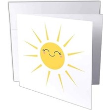 Starseven 3drose Gülümseyen Mutlu Güneş - Sevimli Kawaii Sarı Güneşli Gülen Yüz - Beyaz Üzerine Yazlık Güneş