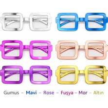 Kare Şekilli Parti Gözlüğü 1239LI Set - 6 Renk ( Camsız ) - Lisinya