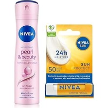 Starseven Kadın Sprey Deodorant Pearl&amp;beauty 150ML Yüksek Güneş Korumalı Dudak Bakım Kremi, SPF50