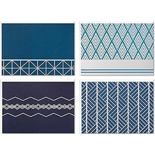 Starseven Hallmark Boş Kart Çeşitleri, Geometrik Gümüş Folyo (Zarflı 40 Not Kartı)