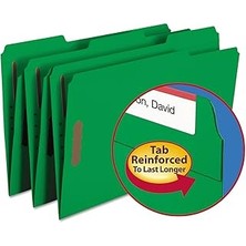 Starseven Smead Bağlayıcı Dosya Klasörü, 2 Bağlantı Elemanı, Güçlendirilmiş 1/3 Kesimli Tab, Yasal Boyut, Yeş