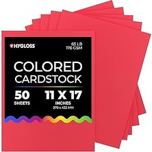 Starseven Hygloss Kırmızı Parlak Renkli Kart Stoğu - 11X17-İNÇ, 50 Yaprak, 65 LB/176 Gsm, Solmaya Dayanıklı,