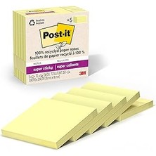 Starseven POST-IT%100 Geri Dönüşümlü Kağıt Süper Yapışkan Notlar, Kanarya Sarısı, 3 Inç x 3 Inç, 5 Yapışkan N