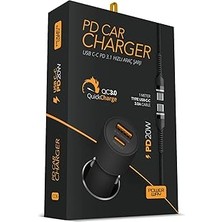 Starseven CC36 3.1A PD20W Type-C To Type-C Hızlı Şarj Yeni Nesil Araç Şarj Aleti Çakmaklık
