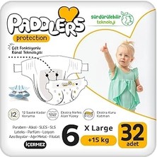 Starseven Paddlers Protection Bebek Bezi 6 Numara X-Large (15+ Kg) 32 Adet – Paket, Maksimum Koruma