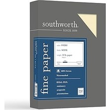 Starseven SOUTHWORTH%100 Pamuk Iş Kağıdı, 8.5" x 11", 32 LB/120GSM, Dokuma Kaplama, Fildişi, 250 Ya
