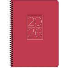 Starseven Color 2026 20X28 Spiralli Haftalık Ajanda-Kırmızı