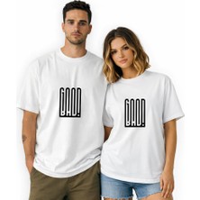 Kidilia Good Bad Görselli Unisex Bisiklet Yaka Tasarım Tshirt - Beden: Mrenk: Beyaz