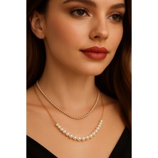 Genel Inci Detaylı Su Yolu Taşlı Çelik Altın Renk Kadın Kolye – Şık ve Zarif Tasarım