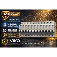 Kondel Aydınlatma 12 Adet Otomatik Sigorta B20 1p 4.5ka