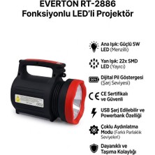 Everton RT-2886 Fonksiyonlu Ledli Projektör - 5W+22 Smd LED Şarjlı El Feneri