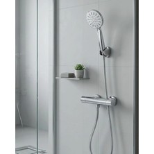 AyrStore Buğz Çok Fonksiyonlu 4 Modlu El Duşu Başlığı Krem Duş Seti Spiral Hortumlu