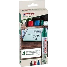 Starseven Edding 21 Ecoline Permanent Markör, 4'lü Set, Karışık Renkler, Yuvarlak Uç, Yeniden Doldurulab