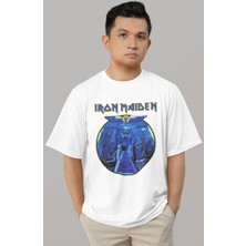 Sevbano Tasarım Iron Maiden Rock Metal Müzik Grubu Baskılı Unisex Oversize Tişört