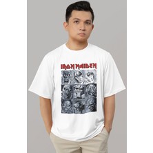 Sevbano Tasarım Iron Maiden Rock Metal Müzik Grubu Baskılı Unisex Oversize Tişört